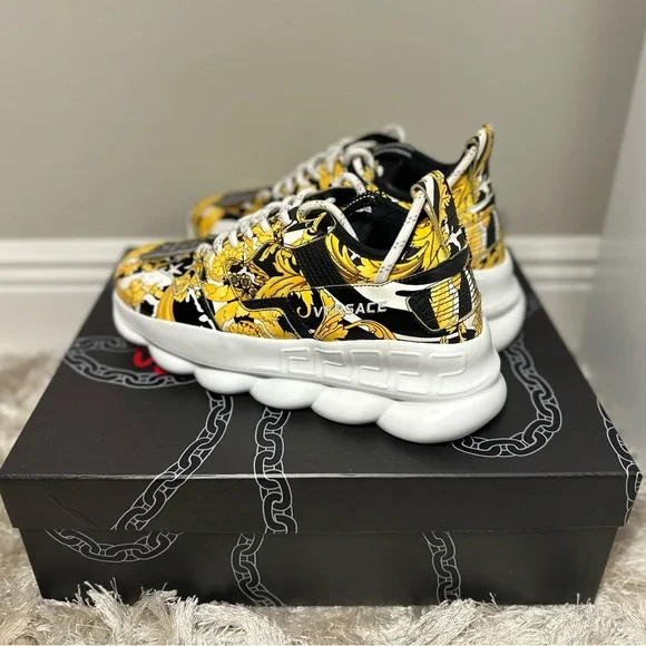 Versace | Shoes | Versace Baroque Yellow Black Sneakers